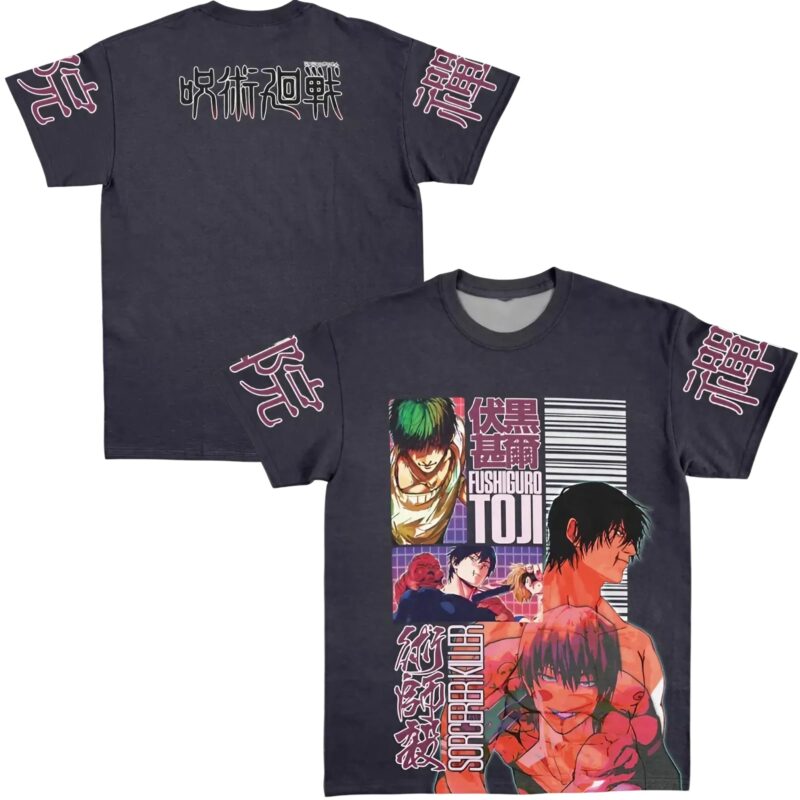 Sorcerer Killer Fushiguro Toji Jujutsu Kaisen Streetwear Extra Print - Large Print - Sleeve Print T Shirt