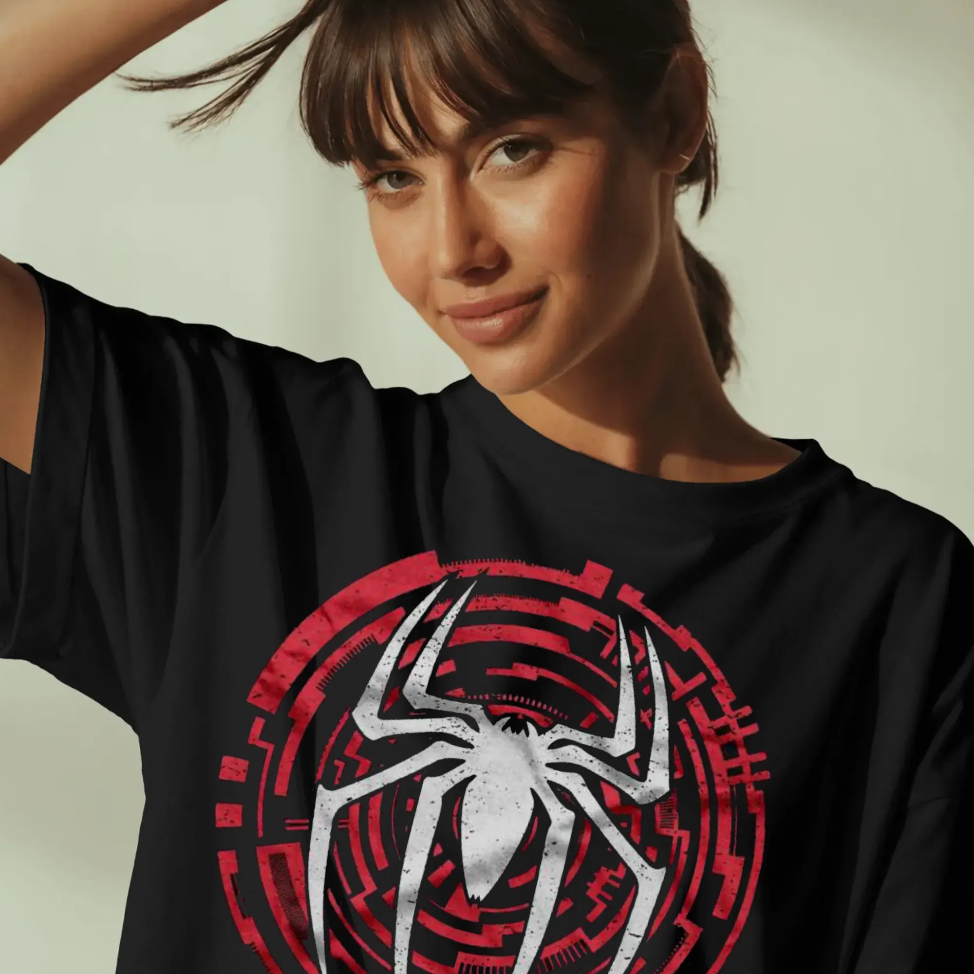 Spider-Man Logo Marvel Red Circle Tech Style Spider Symbol Marvel Graphic T Shirt