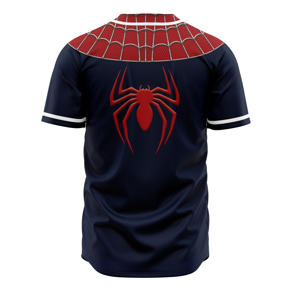 Spider Man Marvel Superhero Red Blue Web Pattern Cosplay Graphic Baseball Jersey