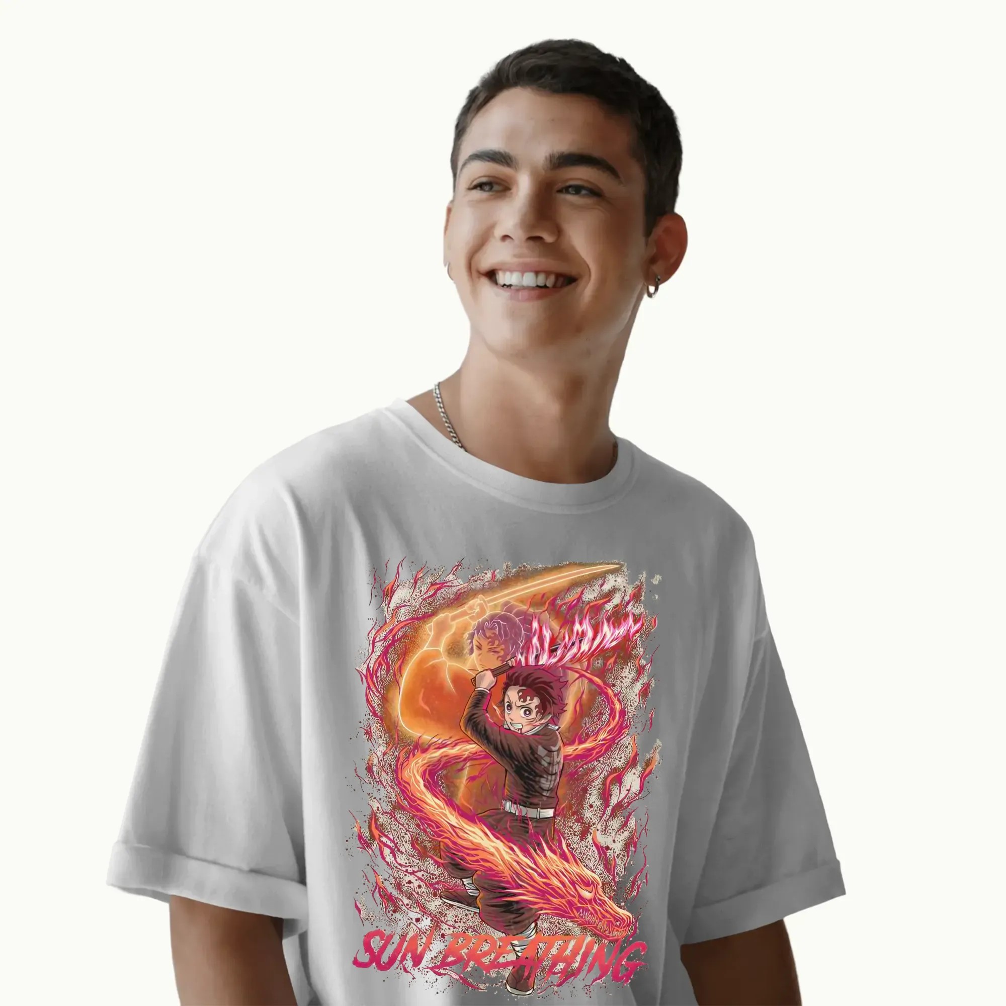 Tanjiro Kamado Hinokami Kagura Sun Breathing Flame Dragon Demon Slayer Anime T Shirt