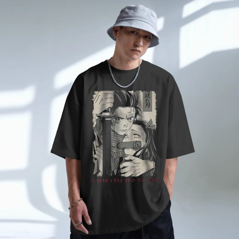Tanjiro Nezuko Kimetsu No Yaiba Vintage Manga Style Demon Slayer T Shirt