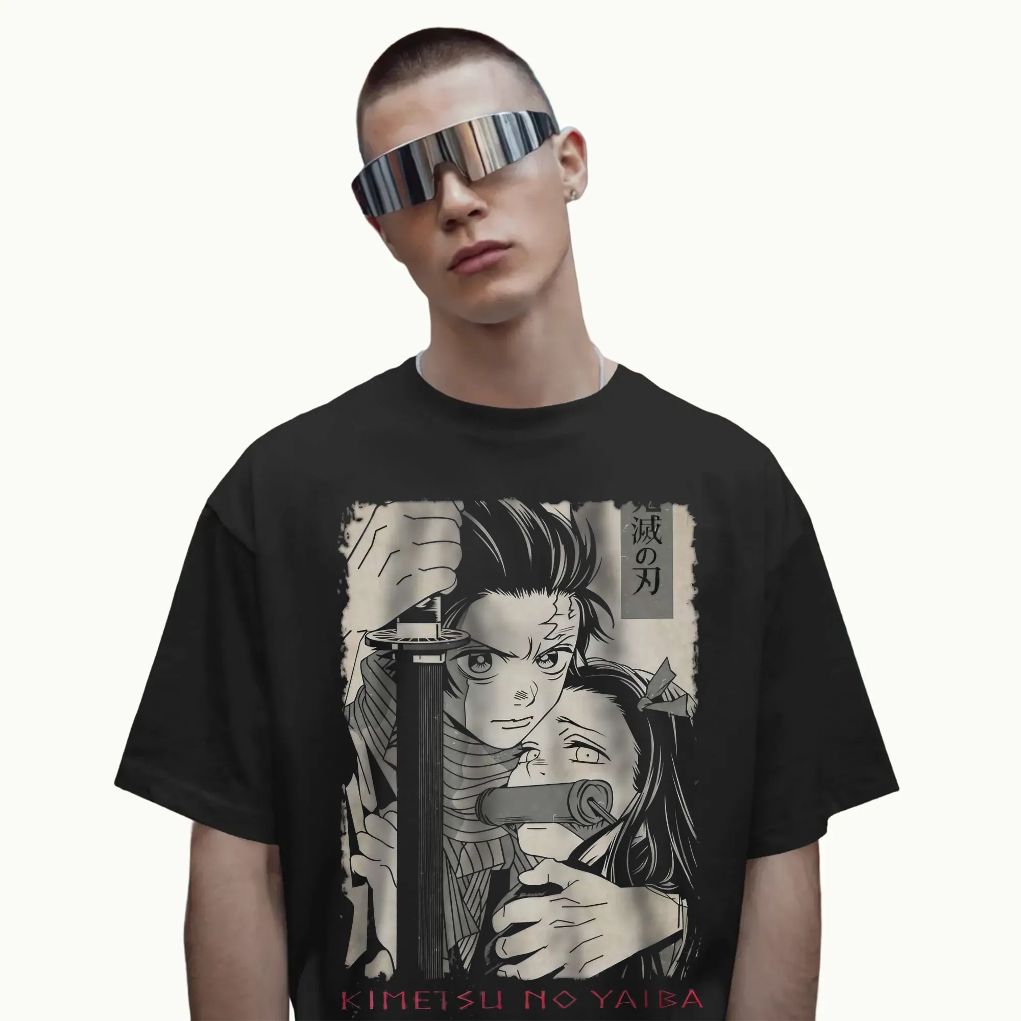 Tanjiro Nezuko Kimetsu No Yaiba Vintage Manga Style Demon Slayer T Shirt