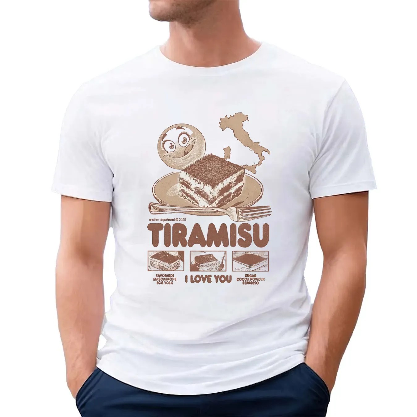 Tiramisu, I Love You Savoiardi Mascarpone Egg Yolk Sugar Cocoa Powder Espresso T Shirt
