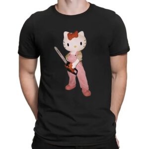 Hello Kitty Holding Chainsaw Meme T Shirt