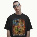 Demon Slayer Mugen Train Arc Flame Hashira Fight Rengoku vs Akaza Epic Battle Anime T Shirt