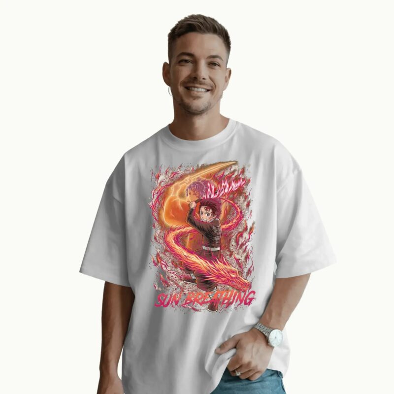 Tanjiro Kamado Hinokami Kagura Sun Breathing Flame Dragon Demon Slayer Anime T Shirt