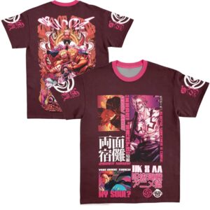 Ryomen Sukuna V2 Jujutsu Kaisen Extra Print - Large Print - Sleeve Print T Shirt
