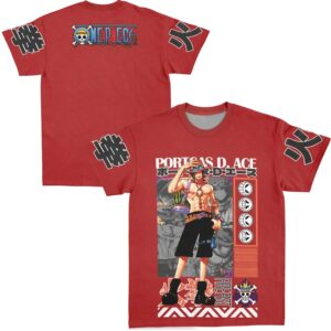 Portgas D Ace One Piece Anime 2 Sides T Shirt