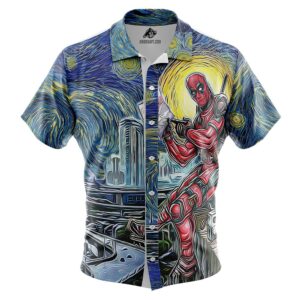 Deadpool Starry Night All Over Print Button Up Hawaiian Shirt