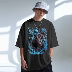 Inosuke Beast Breathing Blue Aura Graphic Demon Slayer Anime T Shirt