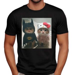 Batman and Hello Kitty Cats Cosplay Kittens Graphic T Shirt