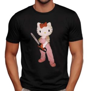 Hello Kitty Holding Chainsaw Meme T Shirt