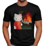 Hello Kitty Chaos Burning Car Graphic T Shirt