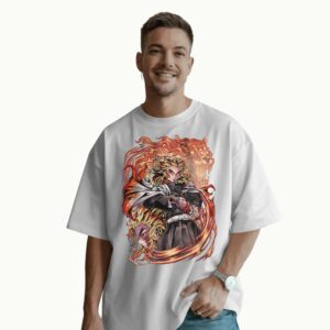 Rengoku Kyojuro Flame Hashira Fire Lion Dual Design Anime T Shirt