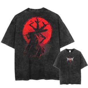 Berserk Guts Black Swordsman Red Moon Dark Fantasy Silhouette Anime T Shirt