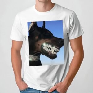 Doberman Iced Out Bling Dog Teeth Meme T Shirt