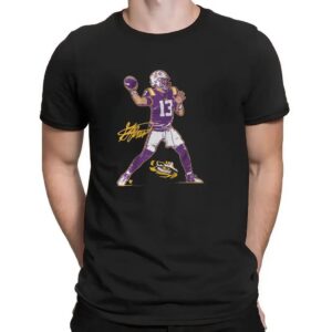 LSU Football Garrett Nussmeier Superstar Pose Signature T Shirt