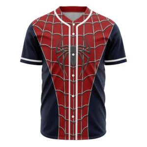 Spider Man Marvel Superhero Red Blue Web Pattern Cosplay Graphic Baseball Jersey