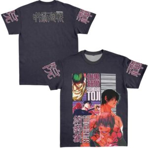 Sorcerer Killer Fushiguro Toji Jujutsu Kaisen Streetwear Extra Print - Large Print - Sleeve Print T Shirt