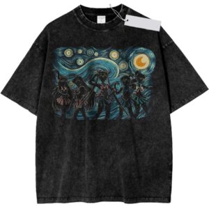 Sailor Moon Oil Painting Style Vintage Anime Wahed Tee