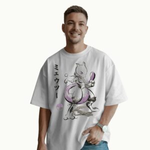 Mewtwo Vintage Anime T Shirt for Pokemon Fans, Casual Tee