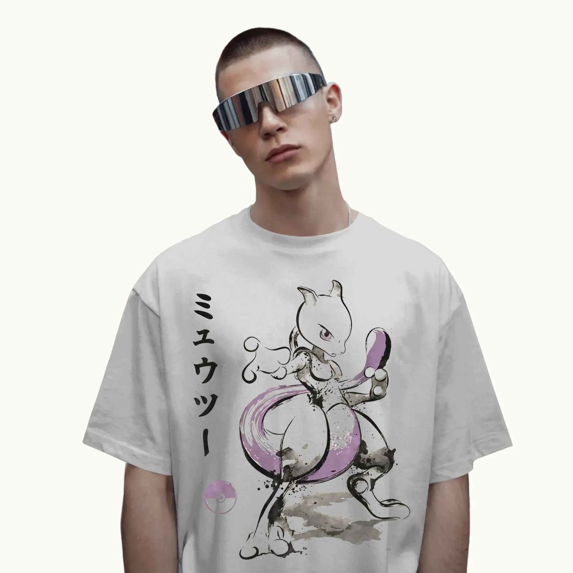 Mewtwo Vintage Anime T Shirt for Pokemon Fans, Casual Tee