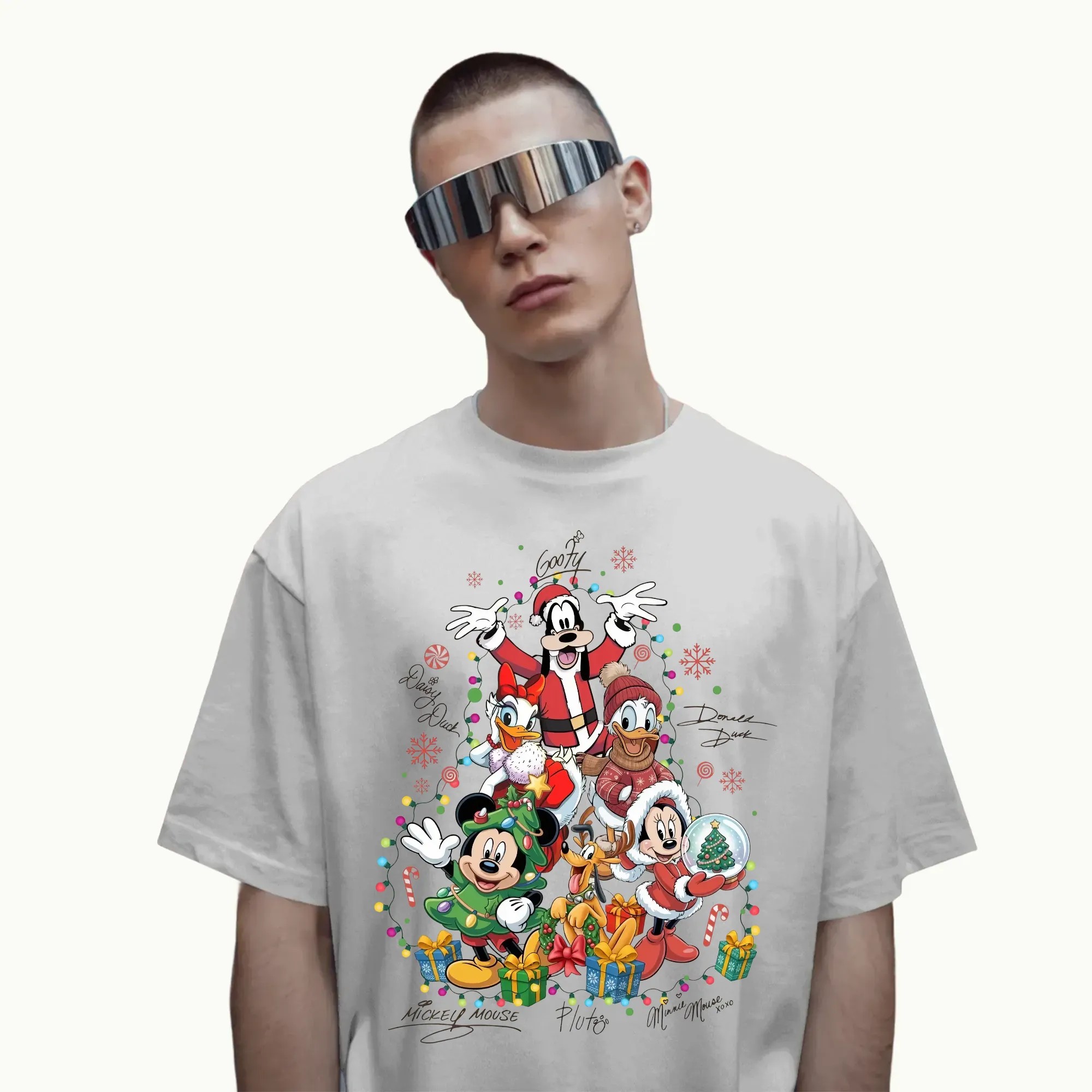 Mickey and Friends Goofy Daisy Duck Donald Duck Pluto Minnie Mouse Christmas Tree T Shirt