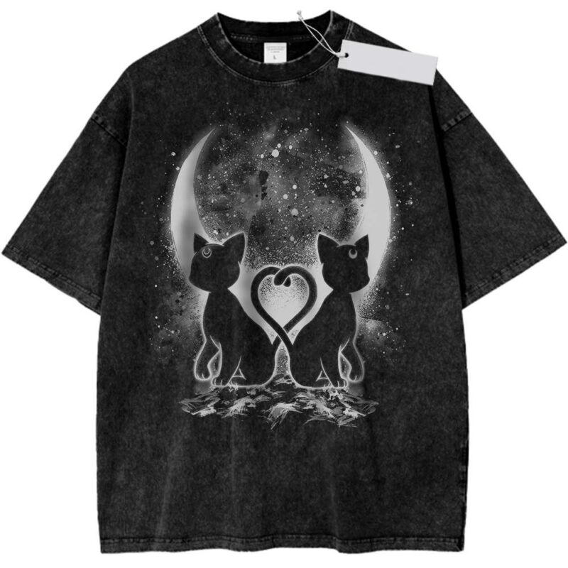 Sailor Moon Cats Vintage Anime Washed Tee