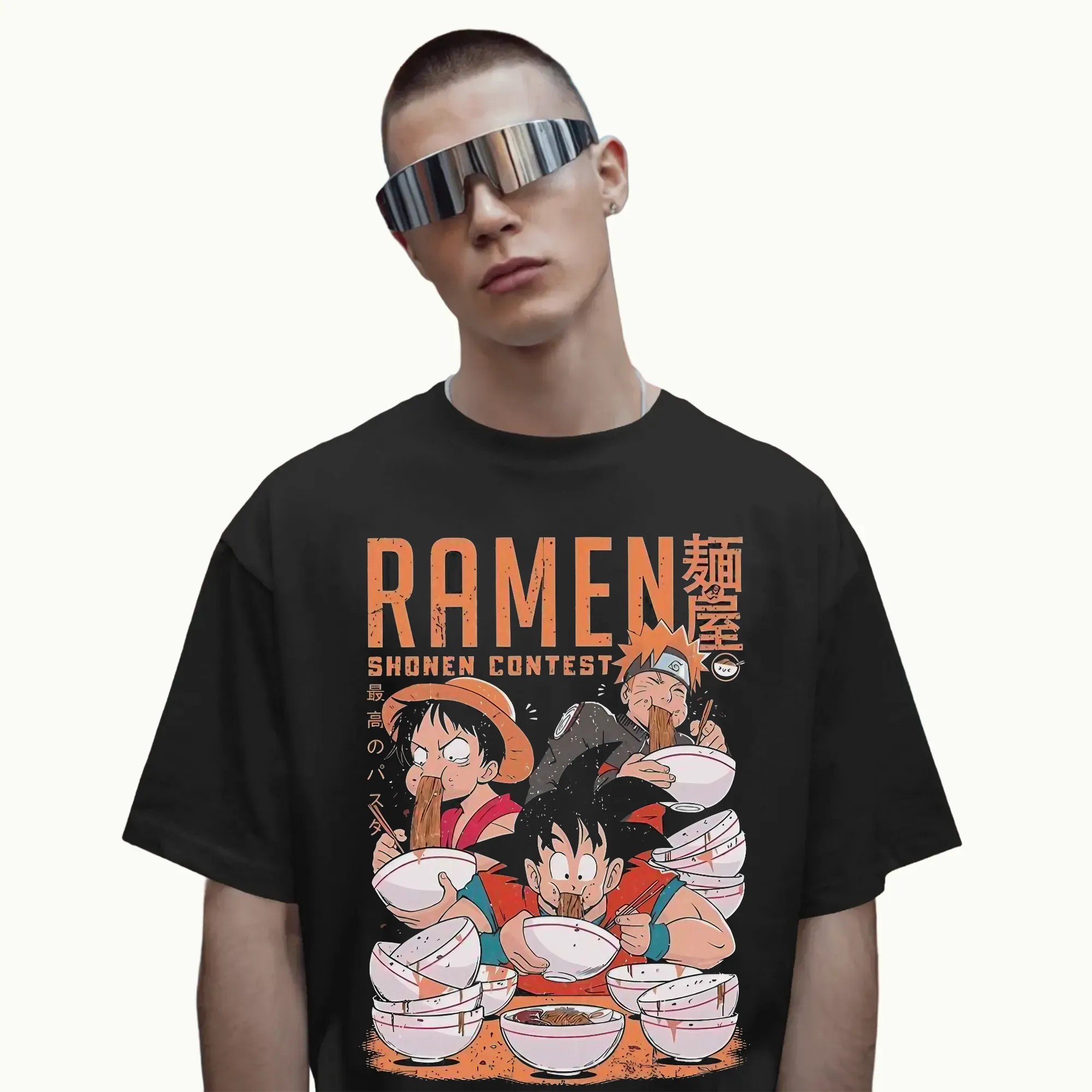 Son Goku, Luffy, Naruto Shonen Contest Anime Vintage T Shirt