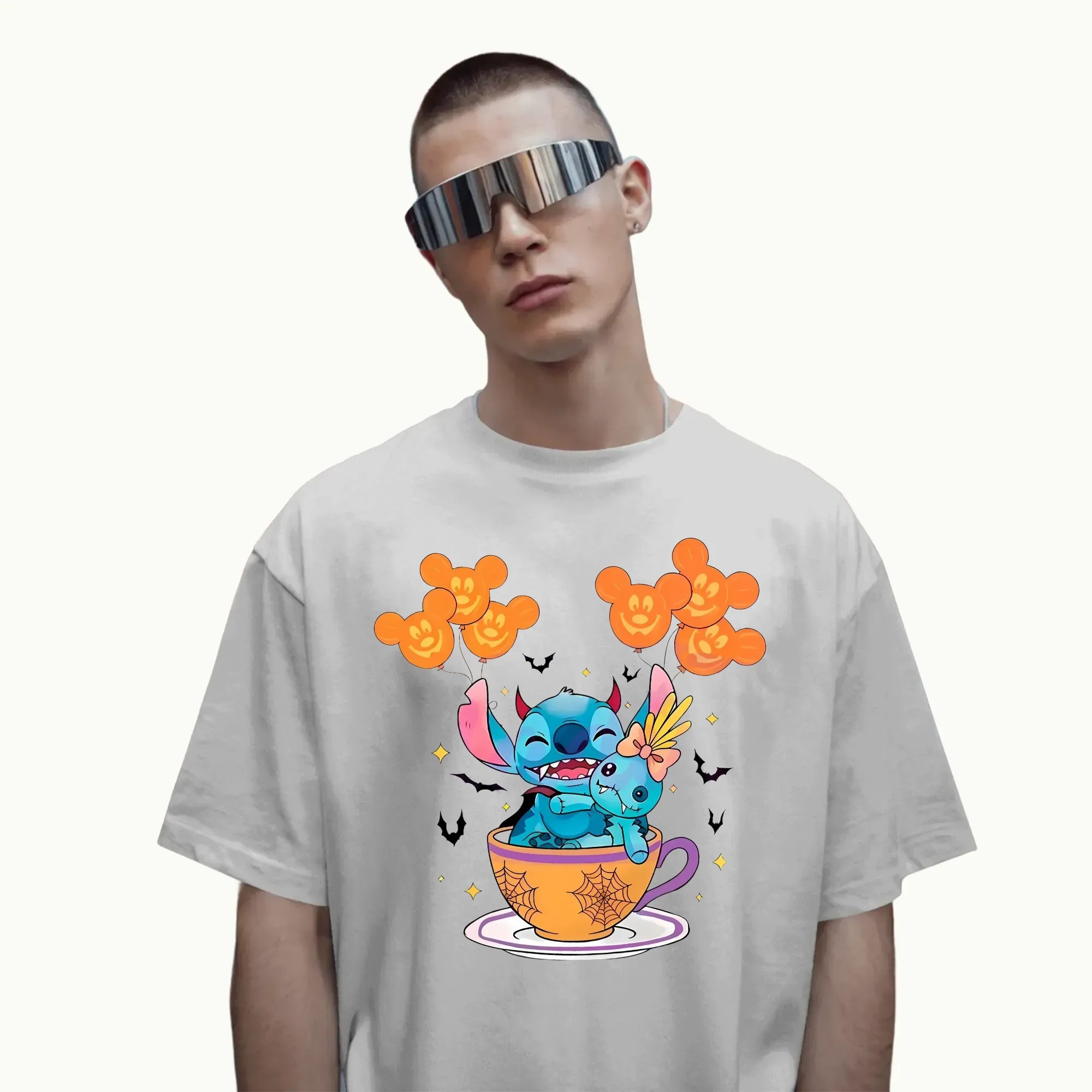 Stitch And Scrump Teacup Cute Spooky Season Disney Halloween T Shirt