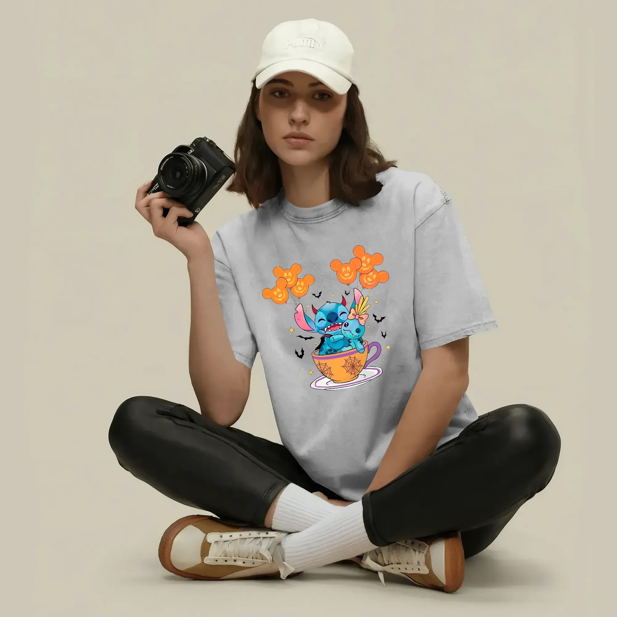 Stitch And Scrump Teacup Cute Spooky Season Disney Halloween T Shirt