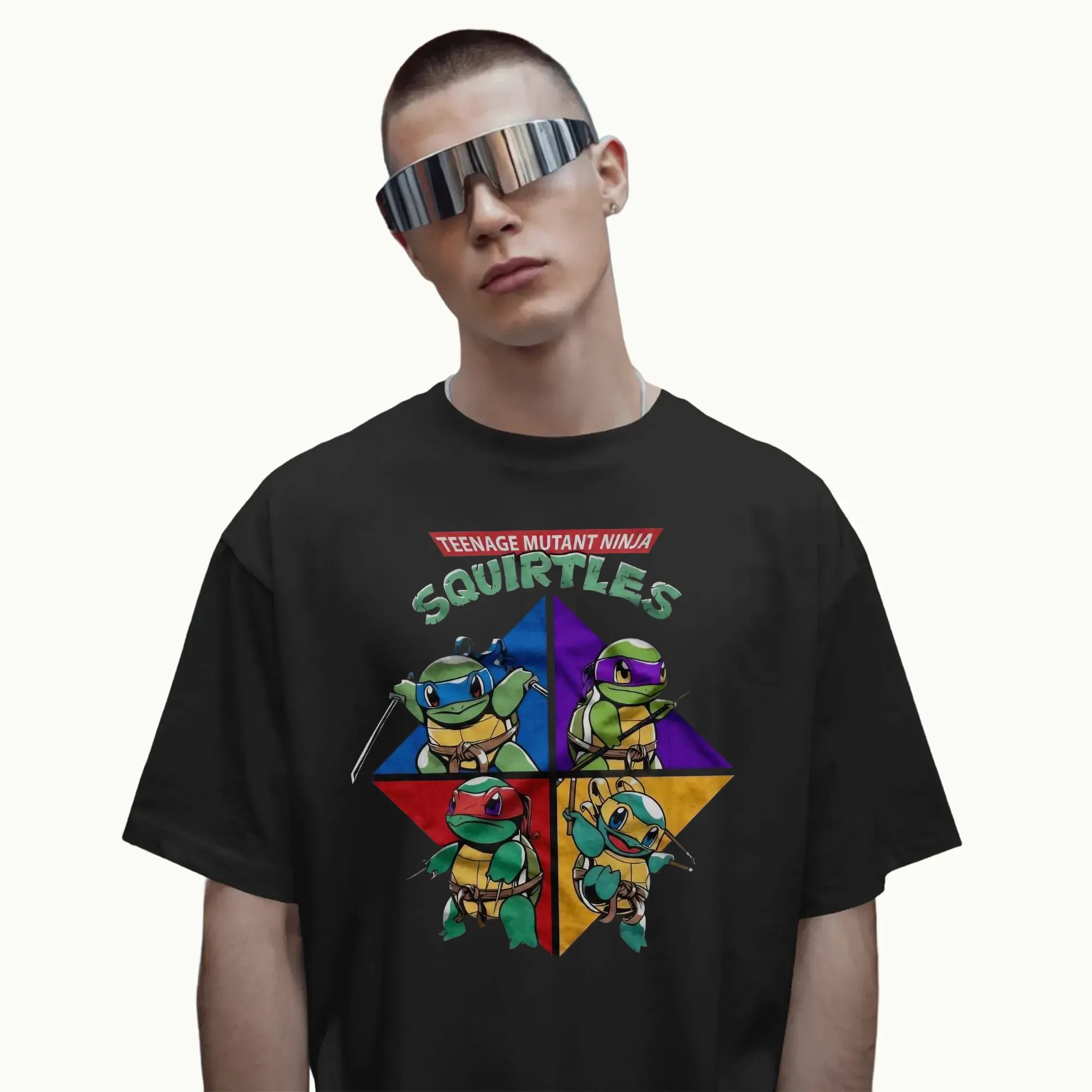 TMNT Squirtle Graphic T Shirt, Pokemon Anime Apparel, PKM T Shirt