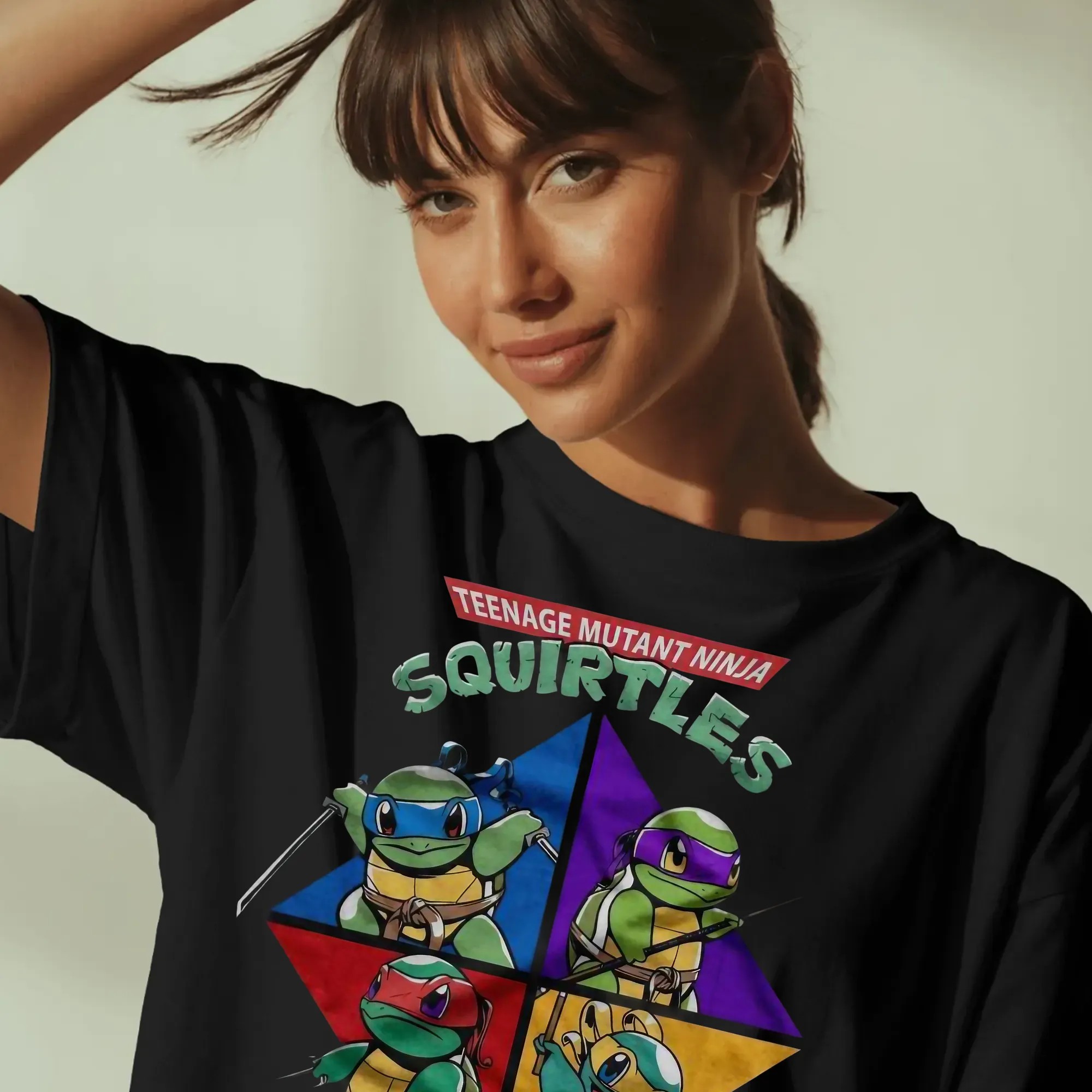 TMNT Squirtle Graphic T Shirt, Pokemon Anime Apparel, PKM T Shirt