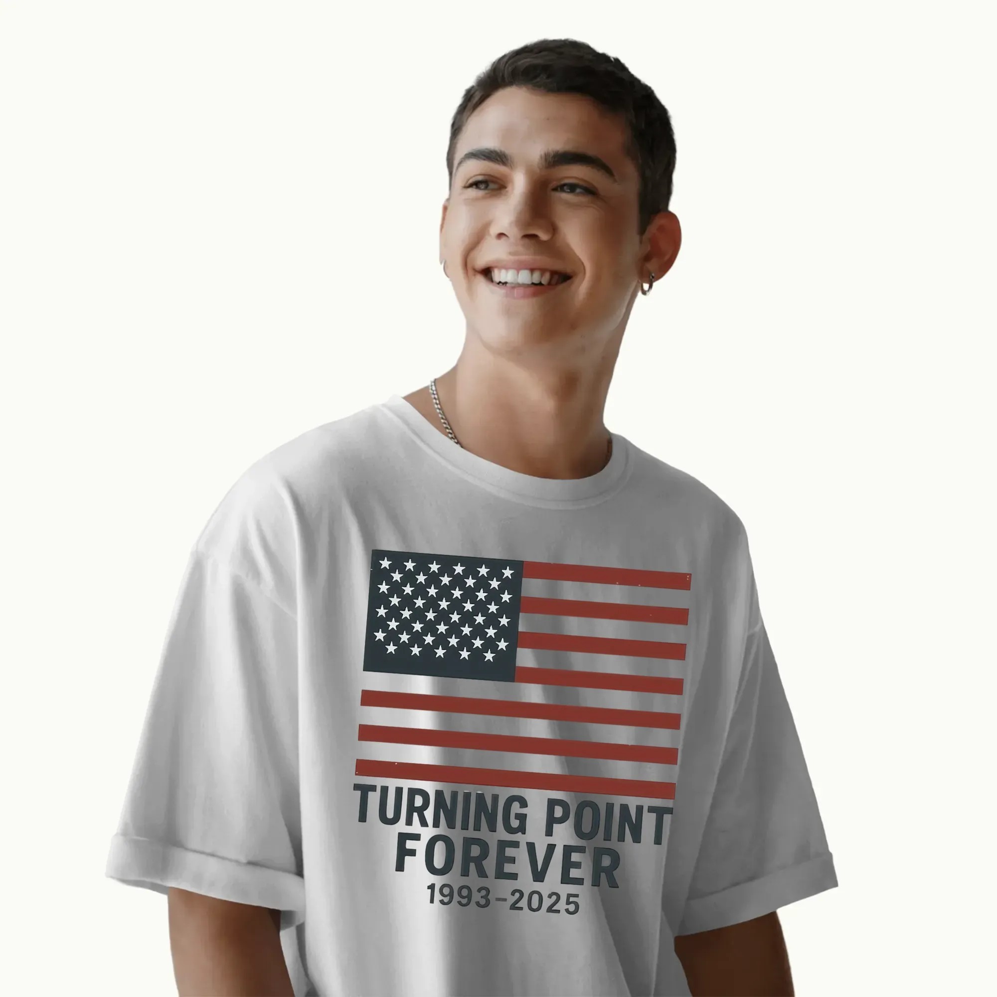 Turning Point Forever 1993 2025 Charlie Kirk American Flag T Shirt