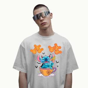 Stitch And Scrump Teacup Cute Spooky Season Disney Halloween T Shirt