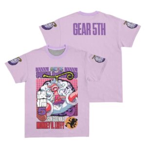 Sun God Nika Monkey D Luffy Gear 5th V2 One Piece Streetwear Double Sided T Shirt