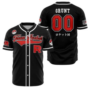 Team Rocket Grunt Black Pokemon Baseball Jersey