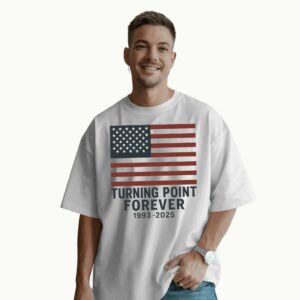 Turning Point Forever 1993 2025 Charlie Kirk American Flag T Shirt