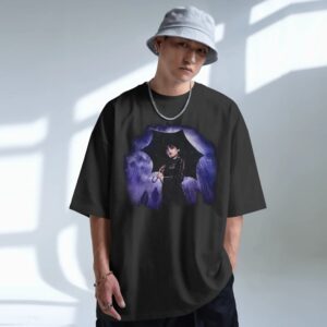 Wednesday Addams Gothic Umbrella Rain Dark Aesthetic Halloween T Shirt