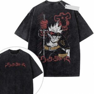Asta Black Clover Acid Wash Shirt - Vintage Anime Tee cnlejxfl