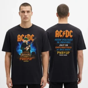 AC/DC PWR/UP Tour 2026 Denver Concert Tee Empower Field Mile High Angus Young T-Shirt