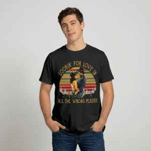 Lookin' For Love In All The Wrong Places Retro Graphic Tee, Funny Single Life Country T-Shirt