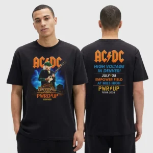AC/DC PWR/UP Tour 2026 Denver Tee July 28 Empower Field Commemorative Graphic T-Shirt
