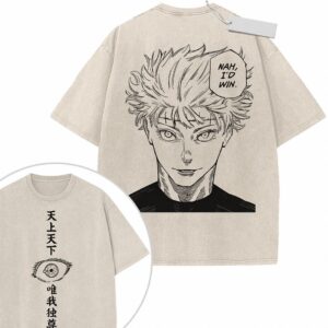 Satoru Gojo Nah I'd Win T-Shirt - JJK Oversized Manga Graphic Tee