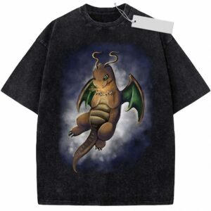ofbnrmav Dragonite Vintage Wash Anime Graphic Tee