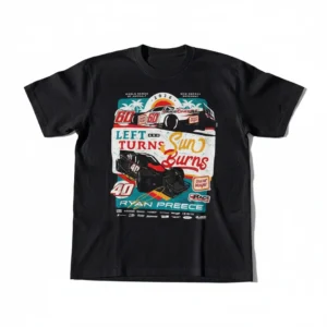 Ryan Preece Left Turns and Sun Burns Tee, Vintage 2026 Racing Graphic Shirt, Motorsports Race Day Fan Gift
