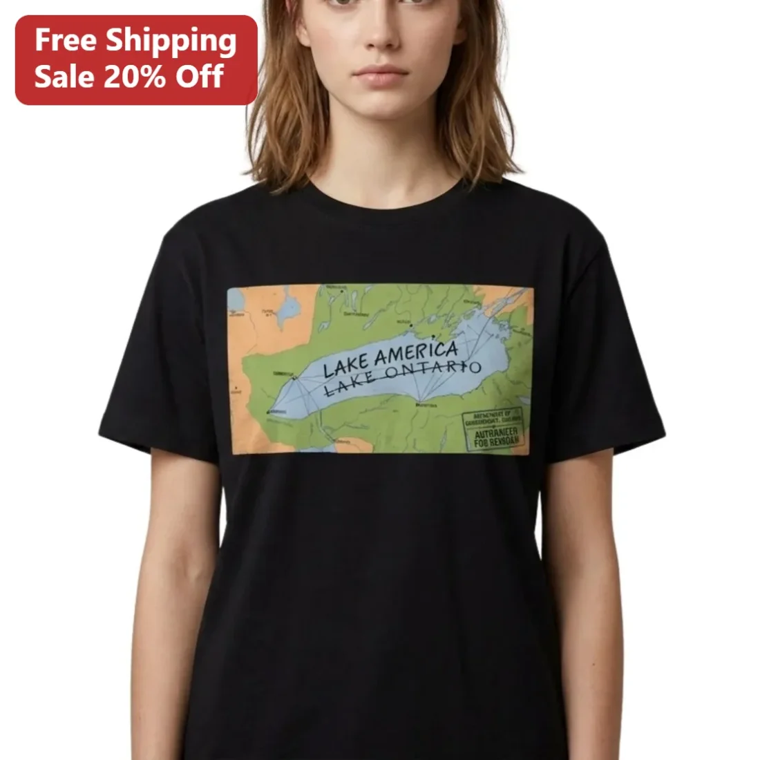 Lake America Lake Ontario Tee Vintage Great Lakes Map Graphic Gift for Geography Lovers and Traveler available at our Miami, Florida warehouse