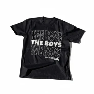 The Boys Graphic Tee Repeating Typography Black Short Sleeve T-Shirt