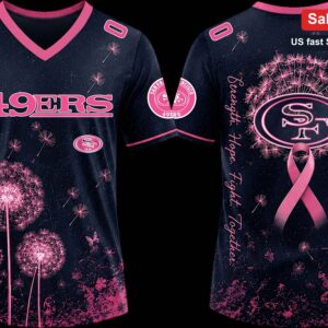 49ers Strength Hope Fight Together Tee, San Francisco Breast Cancer Awareness Personalized Football available at our Miami, Florida warehouse