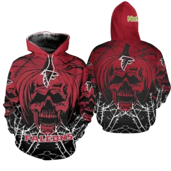 Atlanta Falcons Hoodie Halloween Pumpkin Skull 3D All Over Print Sweatshirt for Fans available at our Miami, Florida warehouse